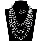 109722, MULTI LAYER ROUND TEXTURED LINK NECKLACE