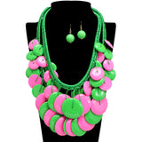 109723, SORORITY BOLD ROUND DISC LAYERED STATEMENT NECKLACE
