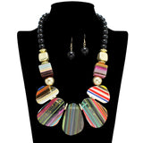 109724, GEOMETRIC STRIPE ACCENT RESIN ACRYLIC STATEMENT NECKLACE