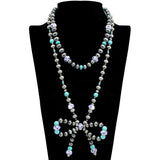 109725, WESTERN BOW CERMAIC PORCELAIN ACCENT BEADED LONG NECKLACE