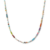 109729, NATURAL STONE GLASS BEADED NECKLACE