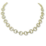 109736, 14K GOLD PLATED CZ ACCENT INTERLOCKING LINK CHAIN DESIGNER INSPIRED NECKLACE