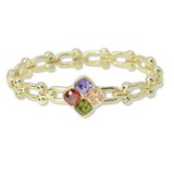 109739, 14K GOLD PLATED MULTI CUBIC ZIRCONIA ACCENT CLOVER DESIGNER INSPIRED BRACELET