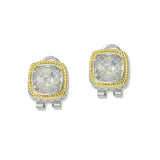 109742, 14K GOLD PLATED GEOMETRIC CUBIC ZIRCONIA FRENCH CLIP DESIGNER INSPIRED EARRING