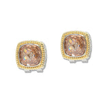 109742, 14K GOLD PLATED GEOMETRIC CUBIC ZIRCONIA FRENCH CLIP DESIGNER INSPIRED EARRING