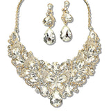109745, GOLD TONE BUTTERFLY INSPIRED RHINESTONE EVENING NECKLACE SET