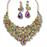109745, GOLD TONE BUTTERFLY INSPIRED RHINESTONE EVENING NECKLACE SET