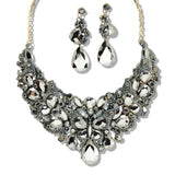 109745, GOLD TONE BUTTERFLY INSPIRED RHINESTONE EVENING NECKLACE SET