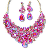 109745, GOLD TONE BUTTERFLY INSPIRED RHINESTONE EVENING NECKLACE SET