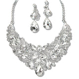 109745, SILVER TONE BUTTERFLY INSPIRED RHINESTONE EVENING NECKLACE SET