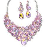 109745, SILVER TONE BUTTERFLY INSPIRED RHINESTONE EVENING NECKLACE SET