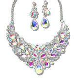 109745, SILVER TONE BUTTERFLY INSPIRED RHINESTONE EVENING NECKLACE SET