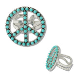 109750, WESTERN PEACE SIGN TURQUOISE ACCENT CUFF RING