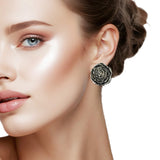 109751, WESTERN TEXTURED ROSE FLOWER EARRING