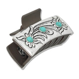 109753, WESTERN THEMED FLOWER VINE ENGRAVED RECTANGULAR GRANDER HAIR CLAW