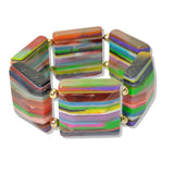 109755, MULTICOLOR STRIPED CHUNKY RESIN STRETCH BRACELET