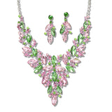 109757, SORORITY FLORAL RHINESTONE EVENING NECKLACE SET