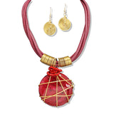 109759, WIRED ACCENT ROUND CELLULOID ACEATE NECKLACE