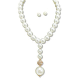 109760, FIREBALL RHINESTONE ACCENT PEARL DROP NECKLACE