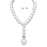 109760, FIREBALL RHINESTONE ACCENT PEARL DROP NECKLACE
