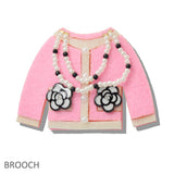 109761, LUXURY TWEED SHIRT WITH FLOWER ACCENT BROOCH PIN