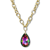 109767, TEARDROP CRYSTAL PENDANT CHAIN NECKLACE