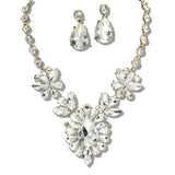 109768, GLAM TEARDROP RHINESTONE EVENING NECKLACE SET