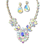 109768, GLAM TEARDROP RHINESTONE EVENING NECKLACE SET