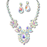109768, GLAM TEARDROP RHINESTONE EVENING NECKLACE SET
