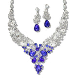 109770, SORORITY ELEGANT CRYSTAL TEARDROP ACCENT EVENING NECKLACE SET