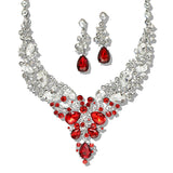 109770, SORORITY ELEGANT CRYSTAL TEARDROP ACCENT EVENING NECKLACE SET