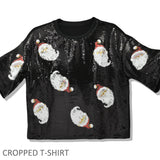 109771, CHRISTMAS SANTA SPARKLE SEQUIN CROPPED T-SHIRT