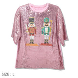 109774, CHRISTMAS NUTCRACKER SOLDIER SPARKLE SEQUIN T-SHIRT