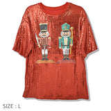 109774, CHRISTMAS NUTCRACKER SOLDIER SPARKLE SEQUIN T-SHIRT