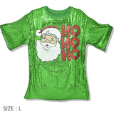 109775, CHRISTMAS HO HO HO SANTA SPARKLE SEQUIN T-SHIRT