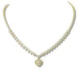 109778, DAINTY PAVE HEART CUBIC ZIRCONIA TENNIS NECKLACE