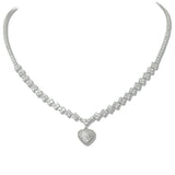109778, DAINTY PAVE HEART CUBIC ZIRCONIA TENNIS NECKLACE