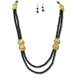 109785, GOLD MEDALLION DOUBLE STRAND LONG BEADED NECKLACE