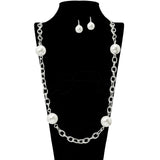 109786, BOLD PEARL ACCENT LONG CHAIN NECKLACE