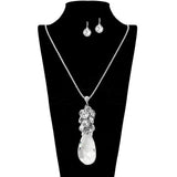 109787, TEARDROP CRYSTAL WITH ROUND RHINESTONE ACCENT LONG PENDANT NECKLACE