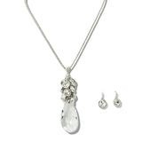 109787, TEARDROP CRYSTAL WITH ROUND RHINESTONE ACCENT LONG PENDANT NECKLACE