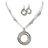 109791, MIXED METAL CIRCLE CHARM NECKLACE