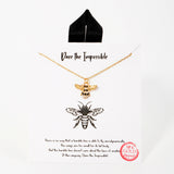 109793, DARE THE IMPOSSIBLE PAVE CUBIC ZIRCNIA ACCENT BUMBLE BEE PENDANT NECKLACE