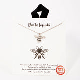 109793, DARE THE IMPOSSIBLE PAVE CUBIC ZIRCNIA ACCENT BUMBLE BEE PENDANT NECKLACE