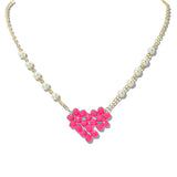 109798, BEADED HEART WITH PEARL NECKLACE