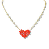 109798, BEADED HEART WITH PEARL NECKLACE