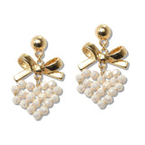 109799, BEADED HEART WITH BOW DANGLE EARRING