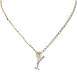 109801, RHINESTONE ACCENT WINE GLASS PENDANT NECKLACE