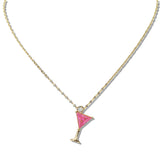 109801, RHINESTONE ACCENT WINE GLASS PENDANT NECKLACE