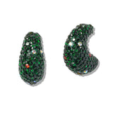 109806, CHRISTMAS PAVE RHINESTONE BEAN POST EARRING